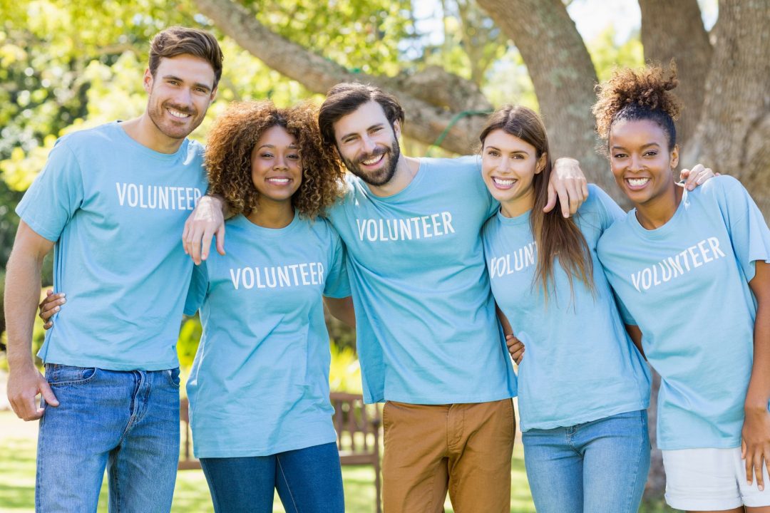 portrait of volunteer group posing
